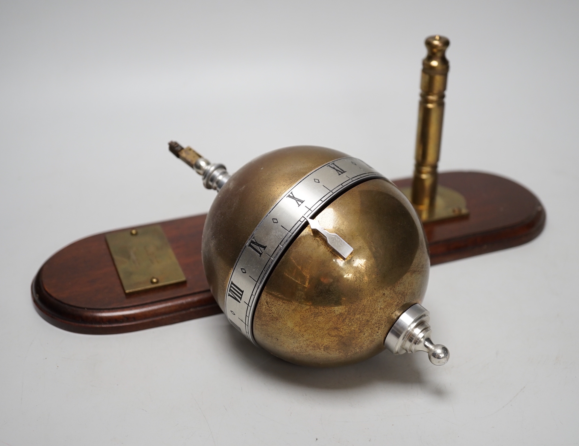 A novelty wall-pendant timepiece, bearing plaque named Dent, London, mahogany mount, 37cm high